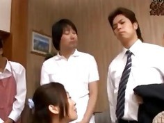 Classmate fucks sweet Jap schoolgirl in front of her family