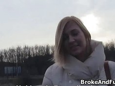 Fucking broke blonde near castle wall