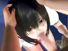 Japan 3D hentai schoolgirl eat two dicks