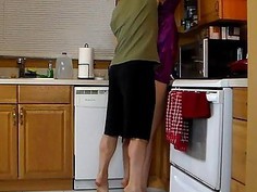 Mom Lets Son Lift Her and Grind Her Hot Ass Until He Cums in His Shorts