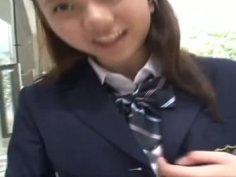 Asian college student gets rid of uniform for posing on cam