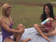 Brazilian lezdom fucking outdoors