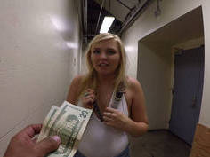 Cute blonde teen need little extra money