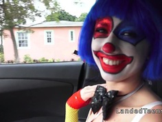 Petite teen clown fucking outdoor pov