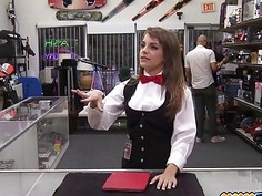 Card dealer deals with her pussy instead of cards