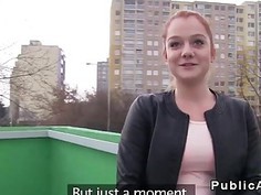 Redhead Czech student banged in public pov